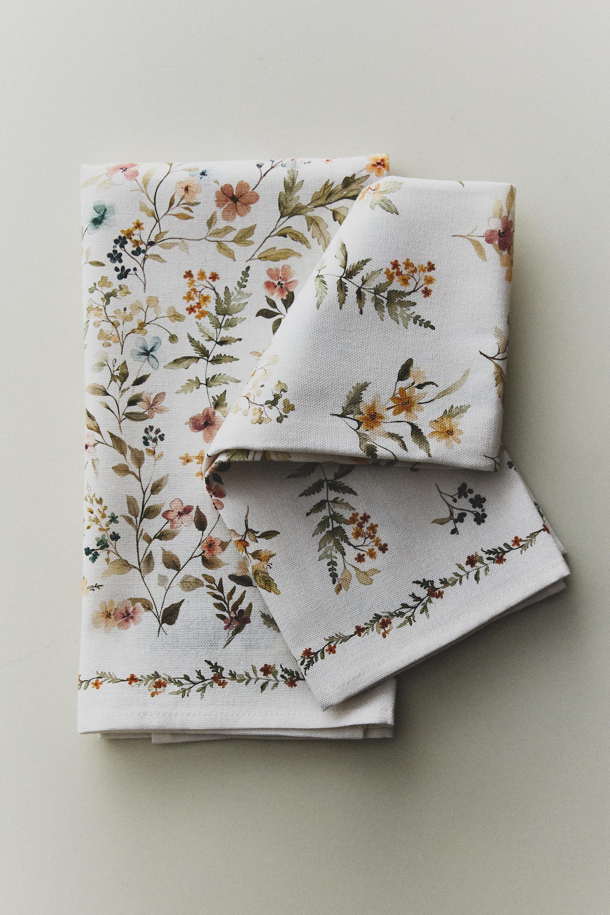 LOT TORCHONS DE CUISINE IMPRIMÉ FLEURS (LOT DE 2)